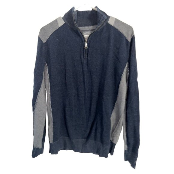 BKE The Buckle Mens 100% Cotton Zip Cardigan Sz L Navy Gray Standard Fit - Picture 1 of 5